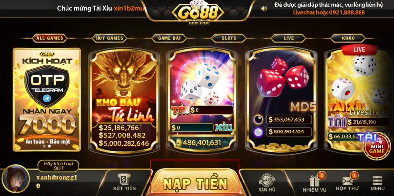 nạp tiền tại go88